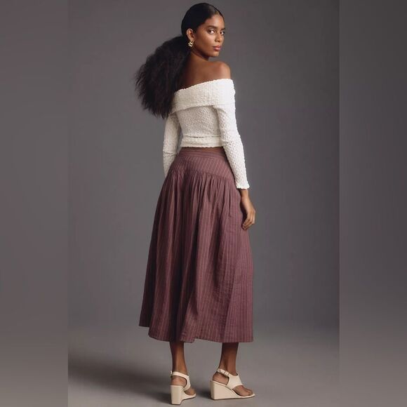 By Anthropologie Skirty Utility Culottes striped pants 16 new nwt brown color - Picture 2 of 10